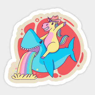 Unicorn Riding Shark Sticker